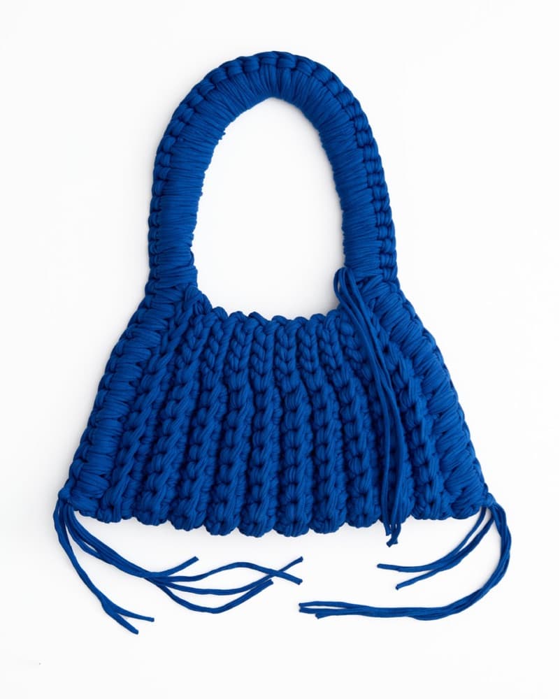 Knit Shoulder Bag In Electric Blue - Image 2