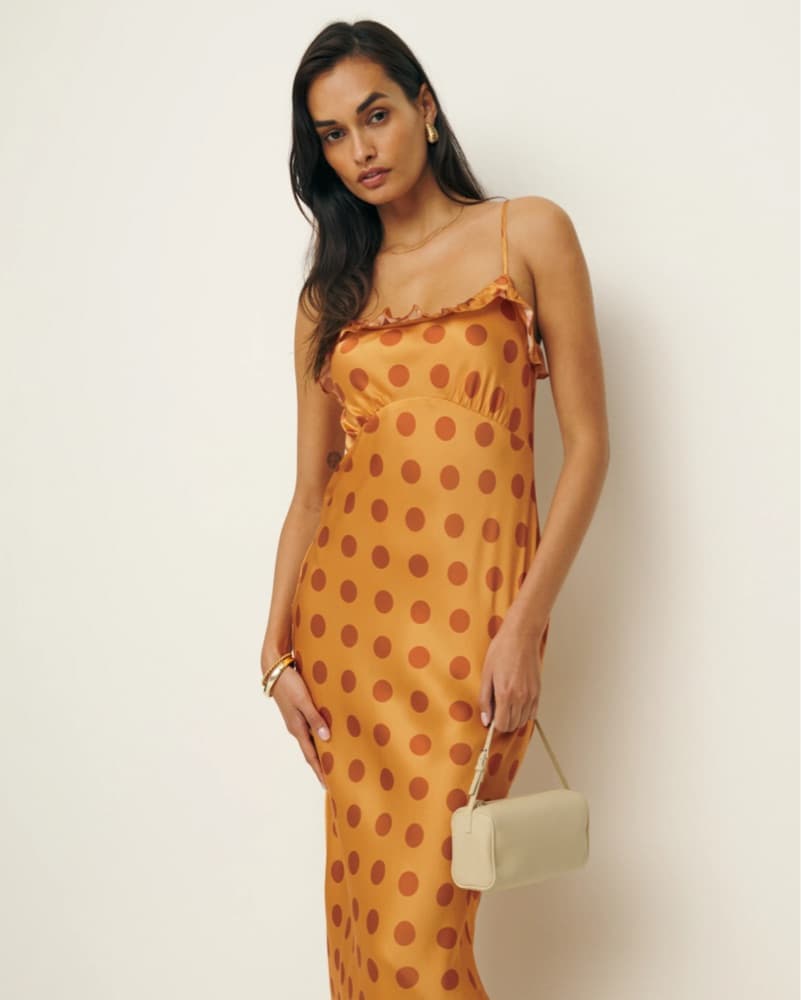  Reformation Polka Dot Silk Dress - Image 1