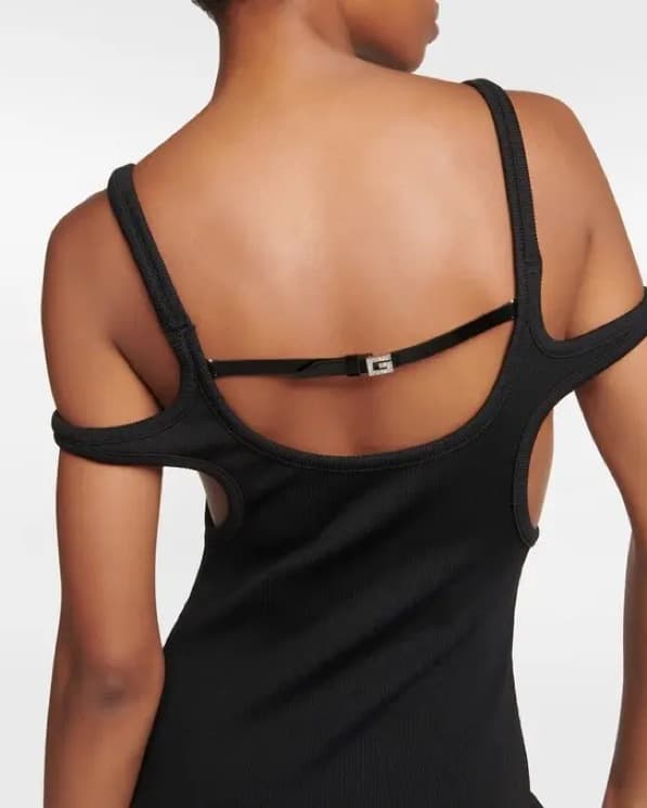GUCCI Ribbed-Knit Cutout Jersey Dress - Image 5