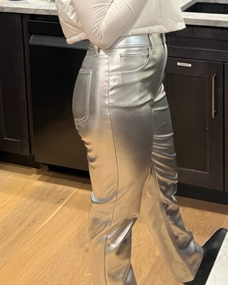 Silver 90s Vegan Leather Pants 26/short - Image 3