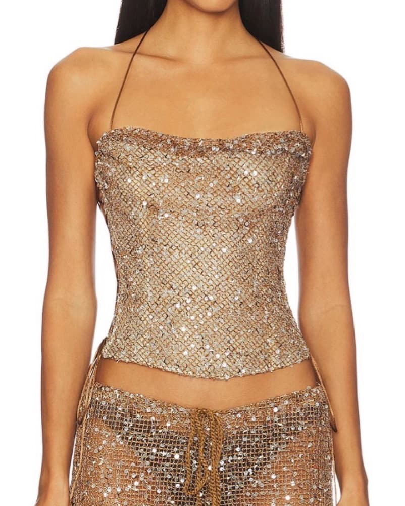 Jaded London Draped Lace Up Corset in Sa - Image 1