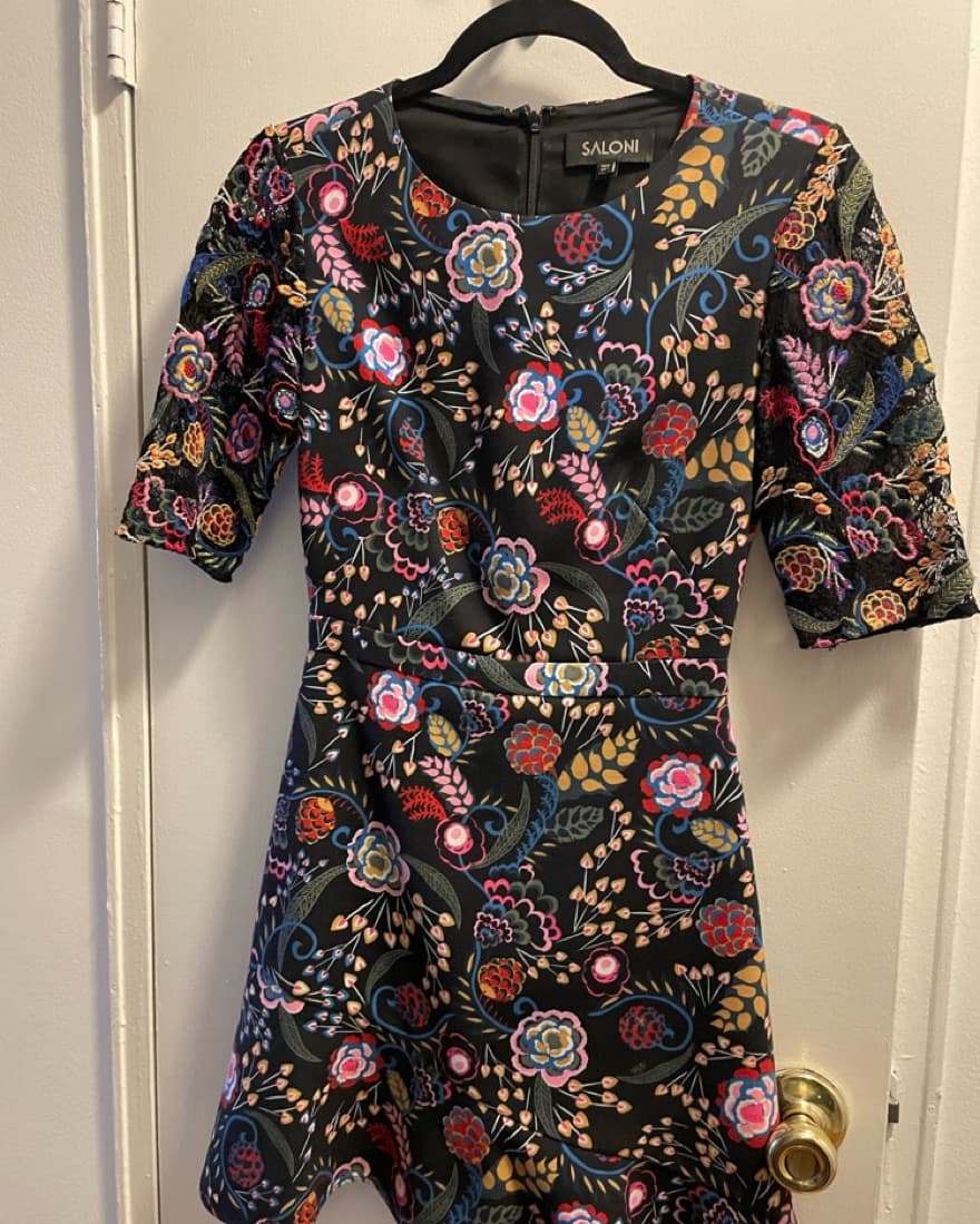 Floral Embroidered Sleeves Mini Dress - Image 3