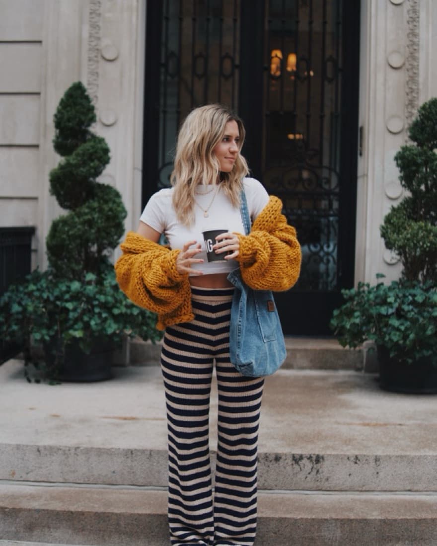 Handmade Knit Chunky Yellow Cardigan - Image 2
