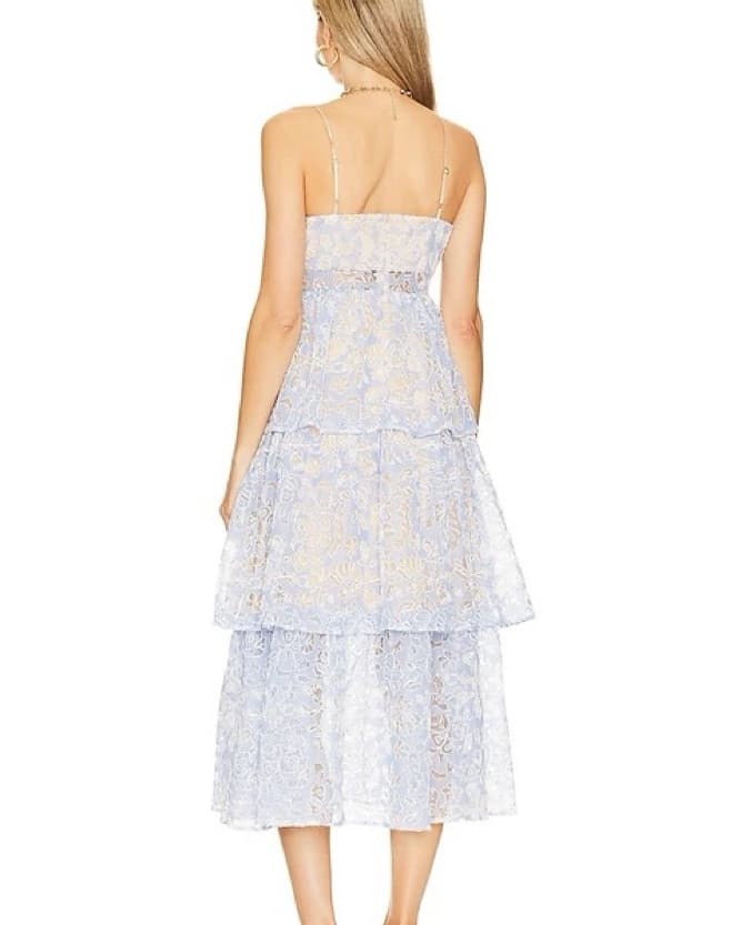 LIKELY Santos Dress in Bluebell & White - Image 3