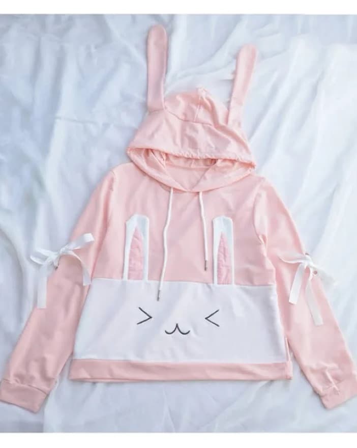 Bunny Hooded Shirt With Ribbon Sleeves  - Image 3
