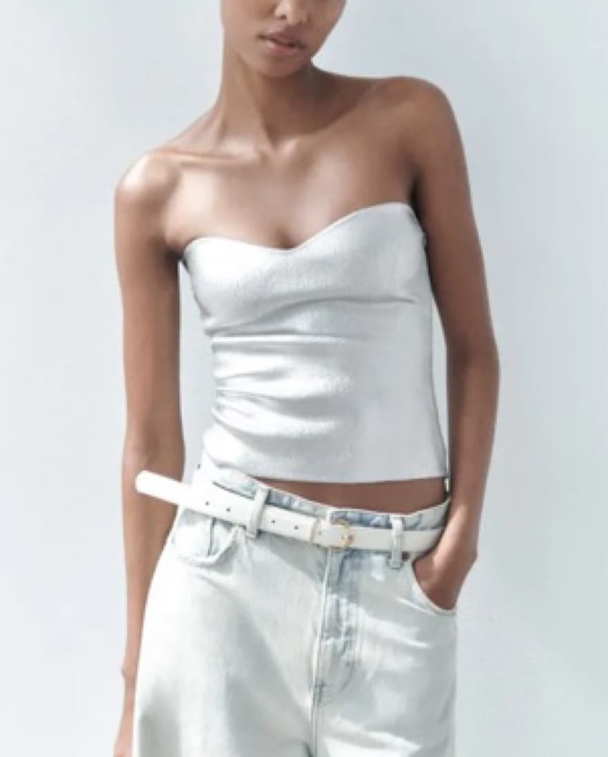 Silver Knit Bustier Top - Image 1