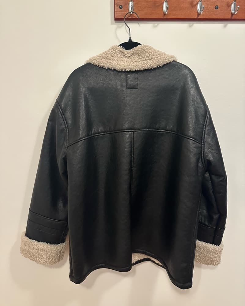 Vegan Leather Sherpa Jacket - Image 2