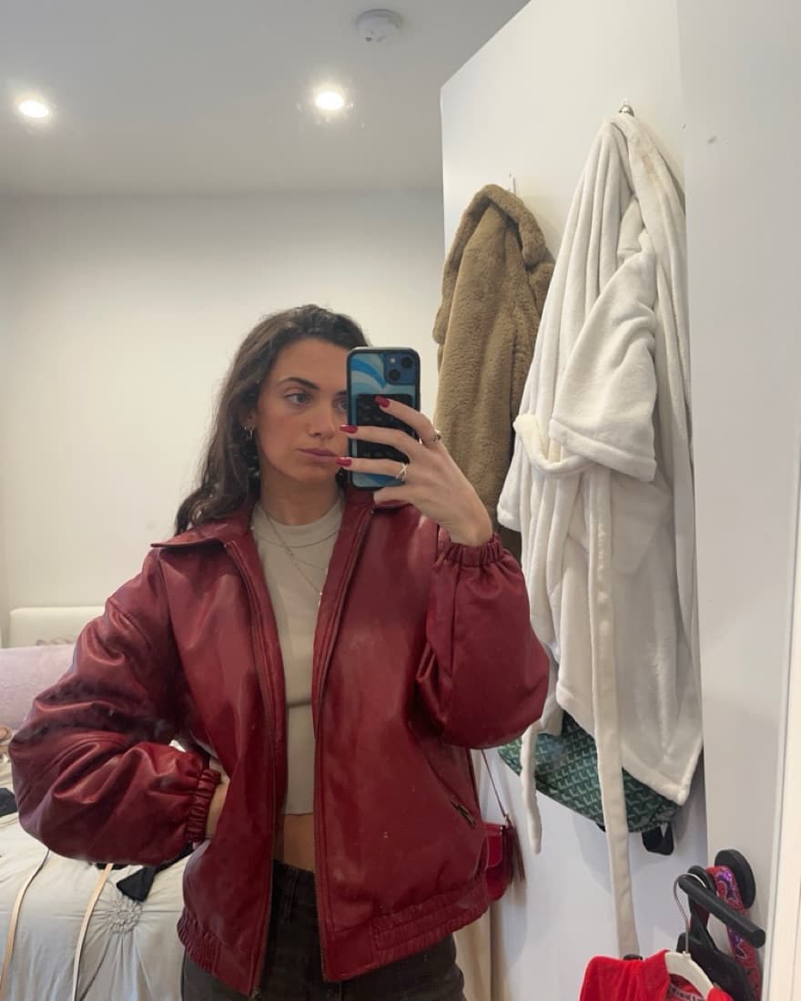 Red Leather Bomber  - Image 2