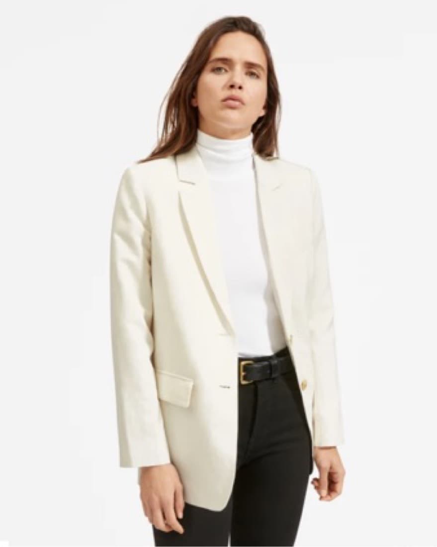 White Cotton Linen Blazer  - Image 1