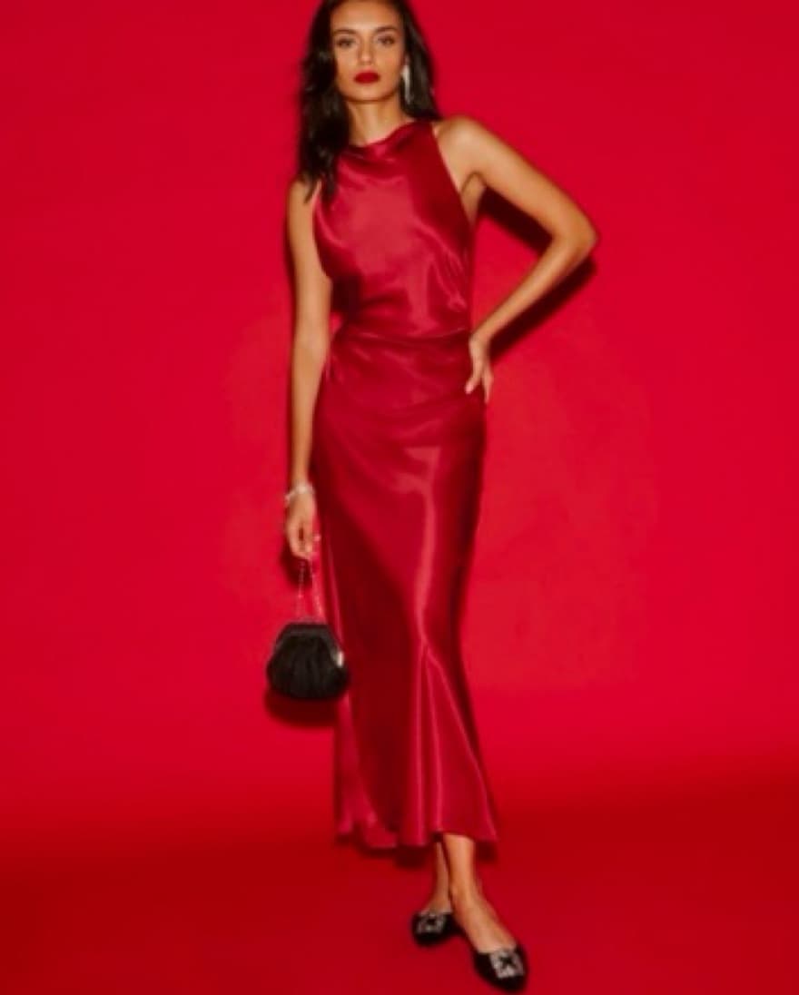 Reformation Cassette Silk Dress In Red  - Image 4