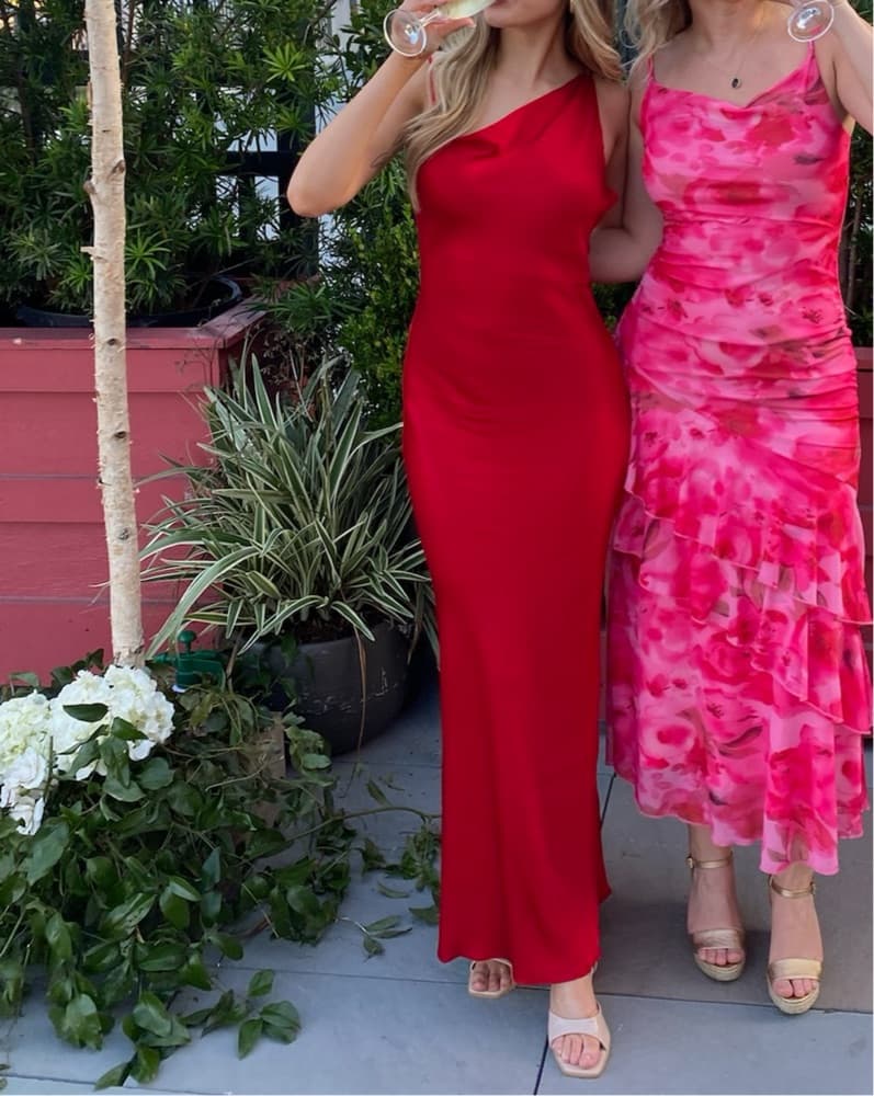 Red Zara Satin Maxi Dress - Image 3