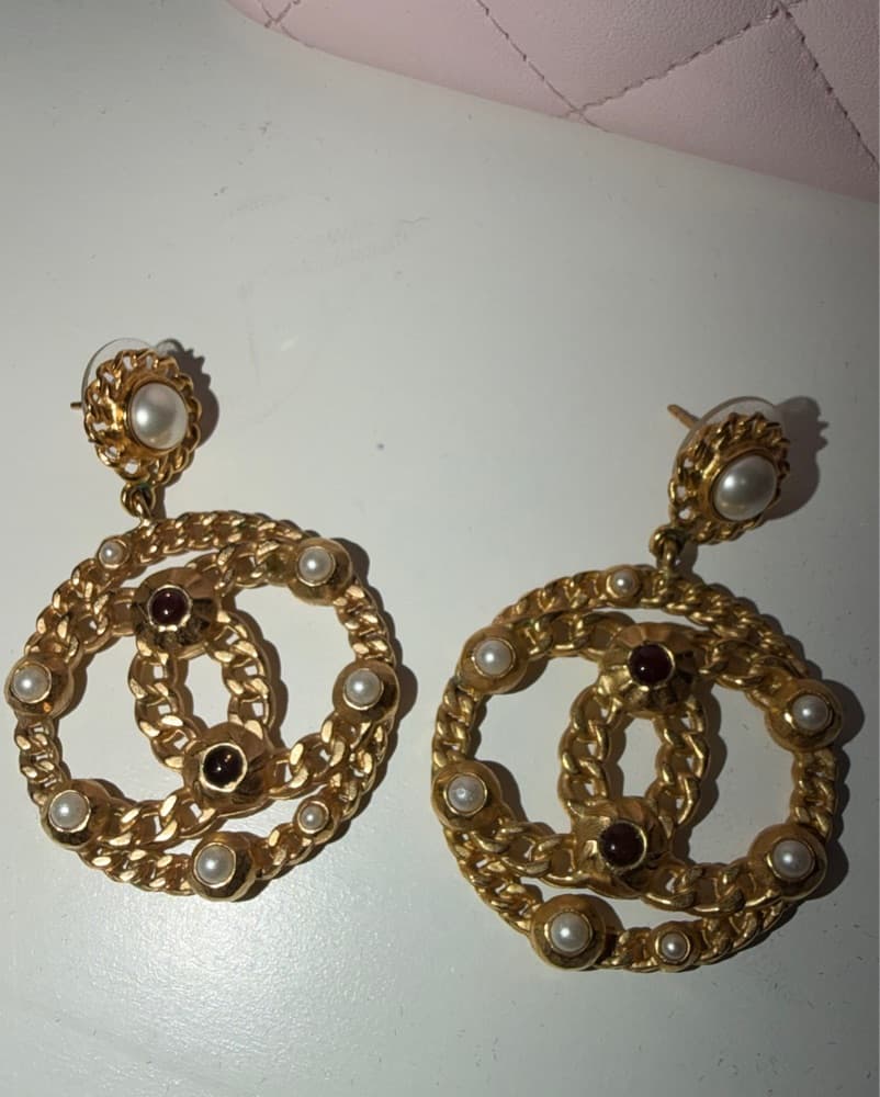 Chanel Gold Chain Earrings - Image 1
