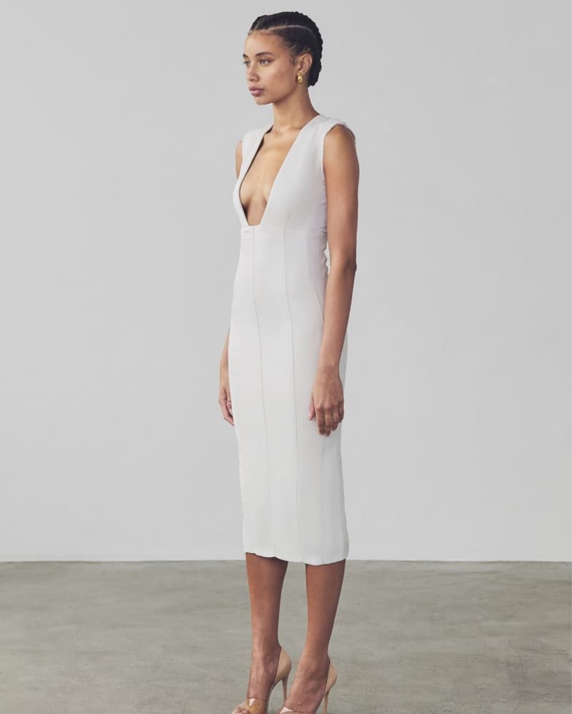 Plunging Neckline Midi Dress  - Image 3