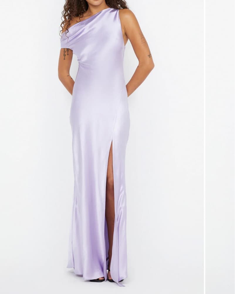 One-Shoulder Satin Gown - Image 1
