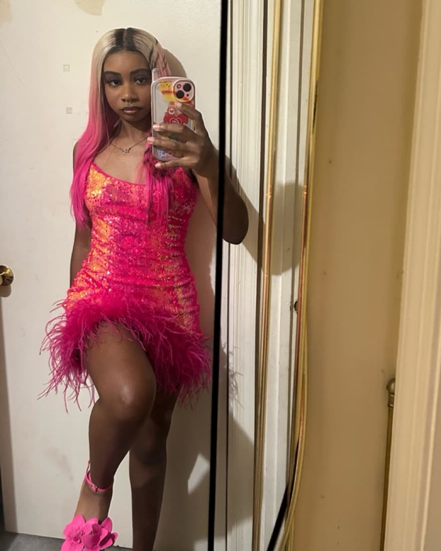 Akira Sequin Party Dress W/ Feather Trim - Image 5