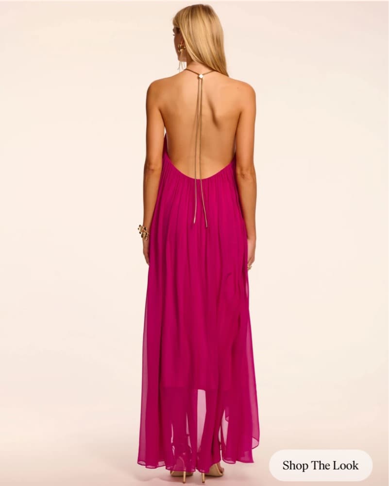 Ramy Brook Chiffon Pink Halter Dress - Image 4