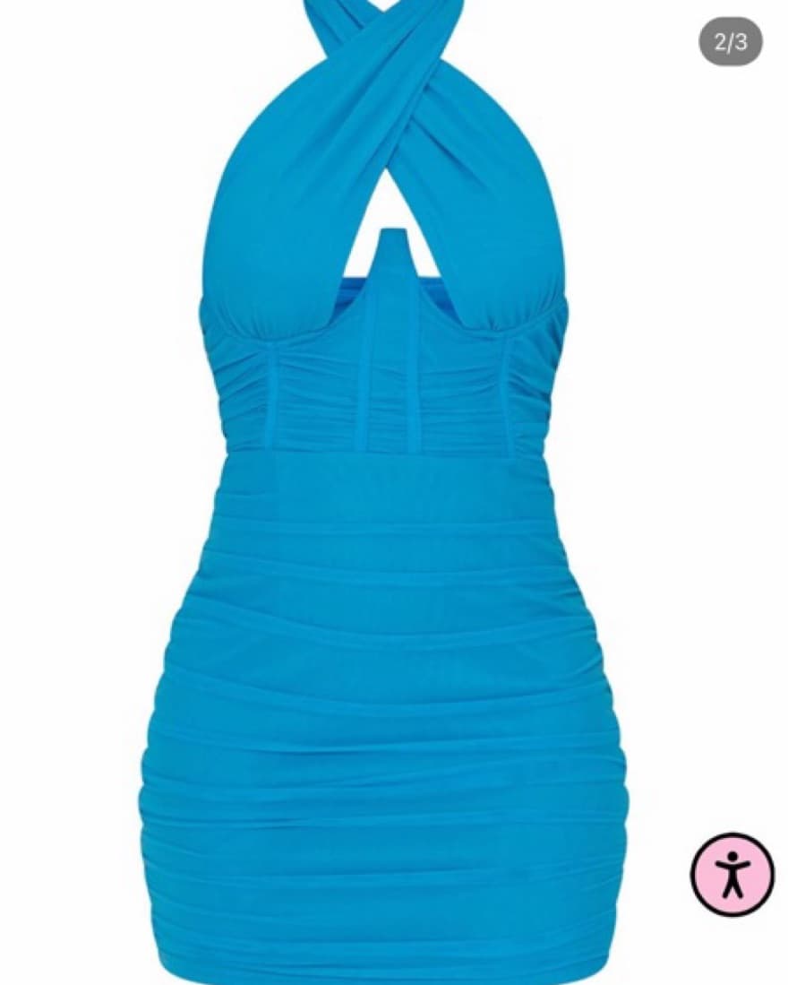 Blue Cross Neck Mini Dress - Image 2