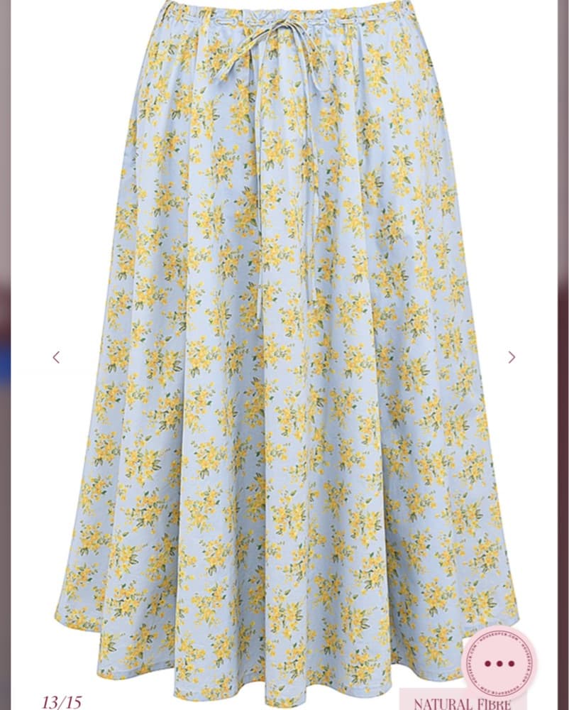 House Of Cb Cora Blue Floral Midi Skirt - Image 2
