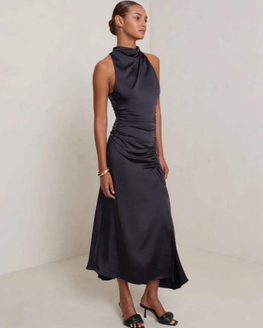 Black ALC Ruched Dress - Image 3