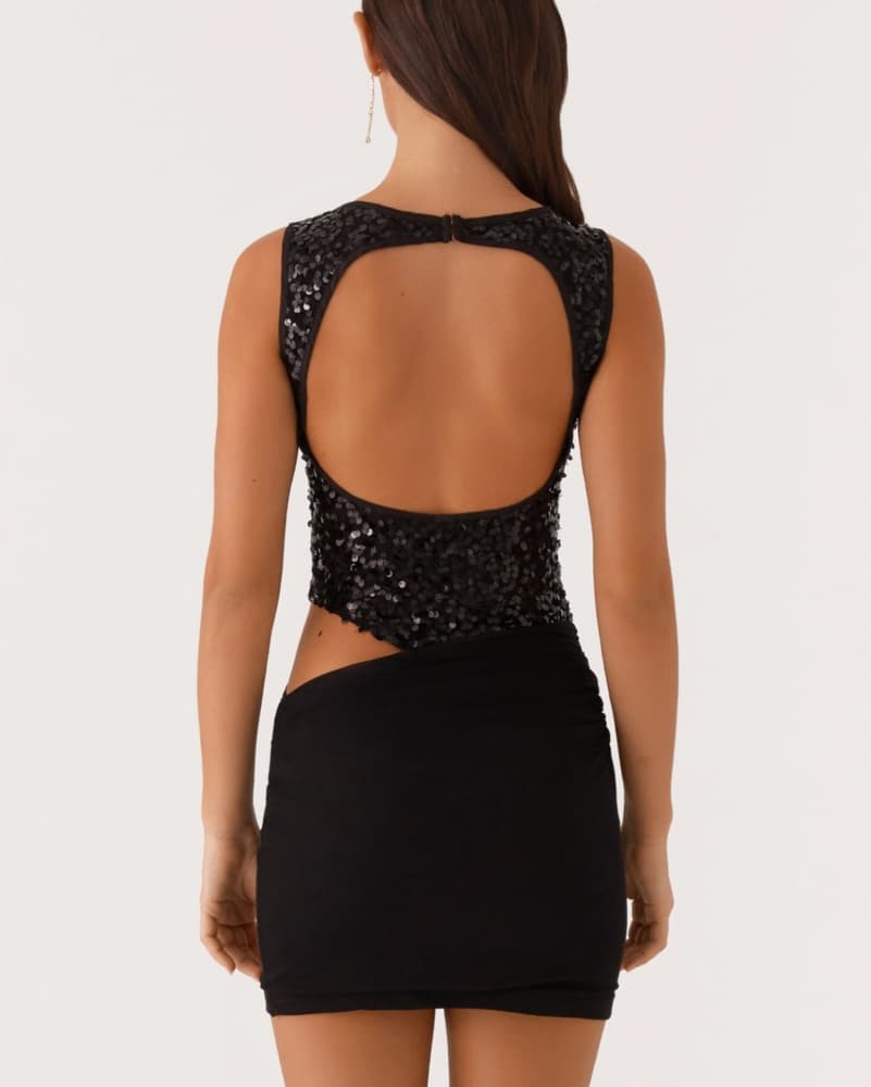 Superstition Sequin Mini Dress - Black - Image 2