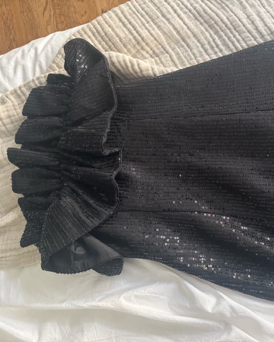 Strapless Sequin Black Mini Dress  - Image 5