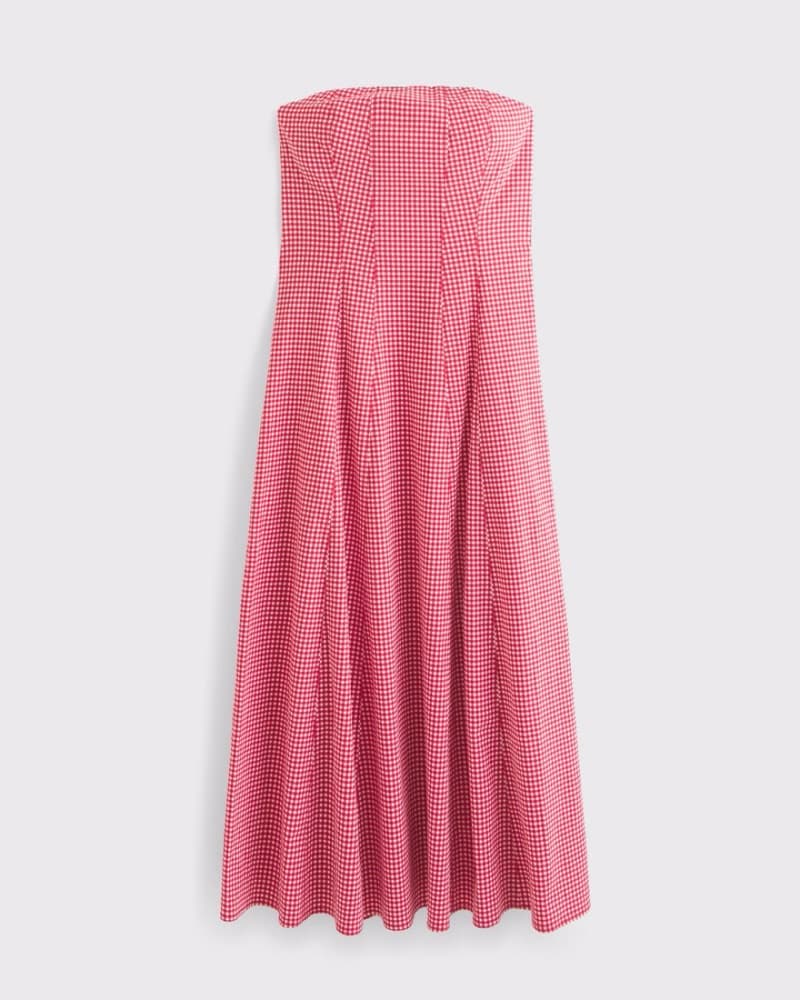 Abercrombie Gingham Strapless Midi Dress - Image 3