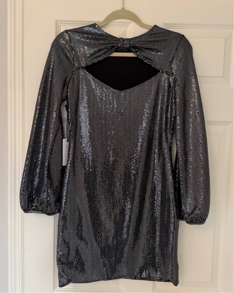 Saylor Silver Disco Mini Dress - Image 2