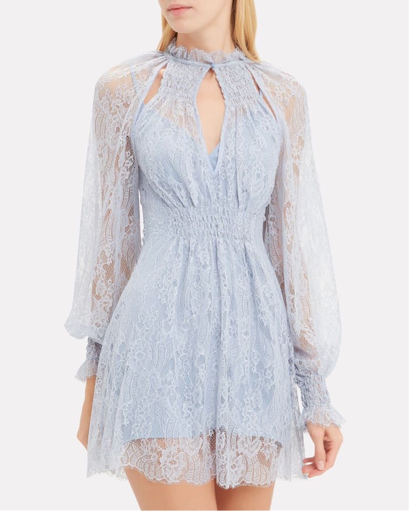 Baby Blue Lace Mini Dress - Image 1