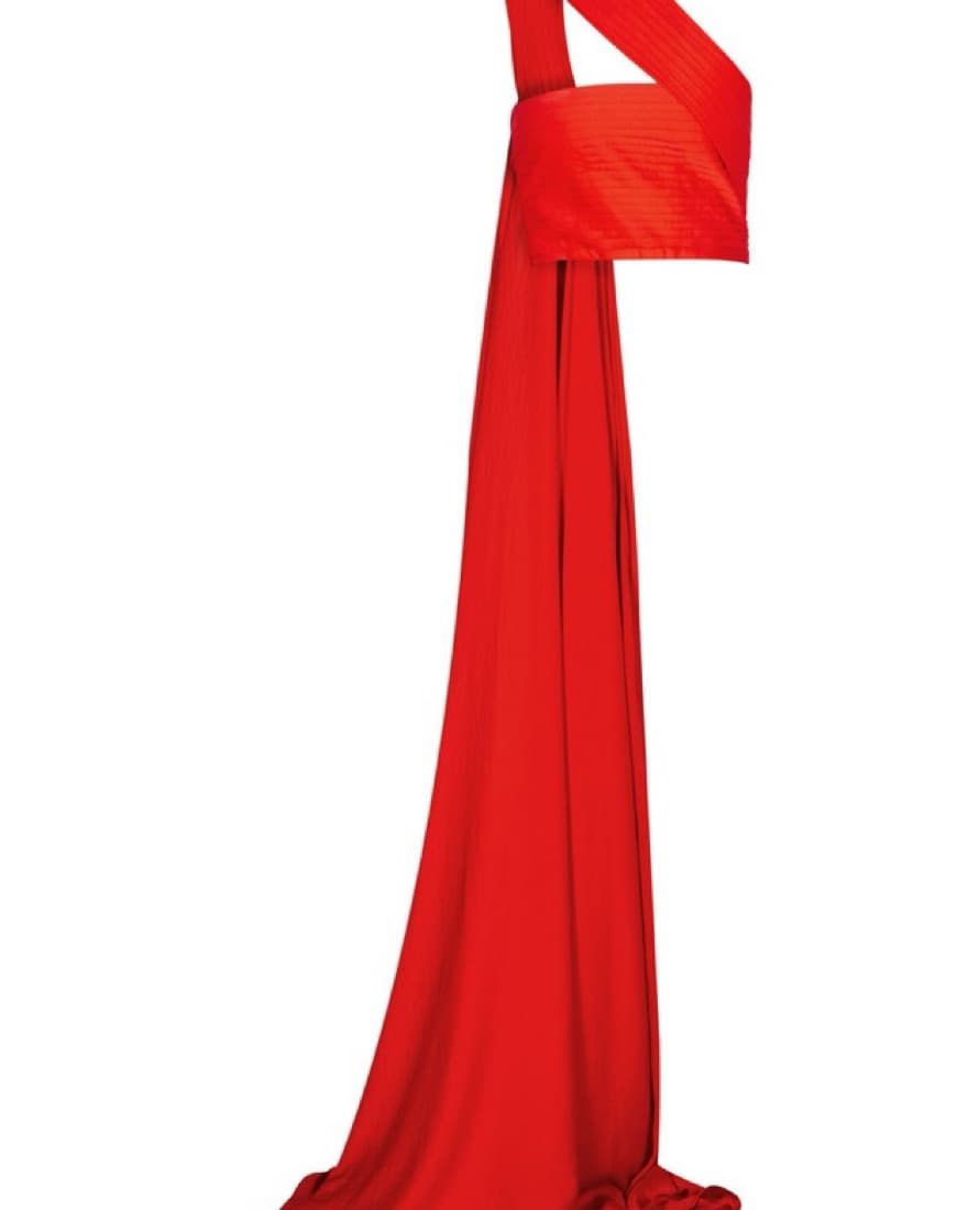 Red Crop Top With Train - Image 2