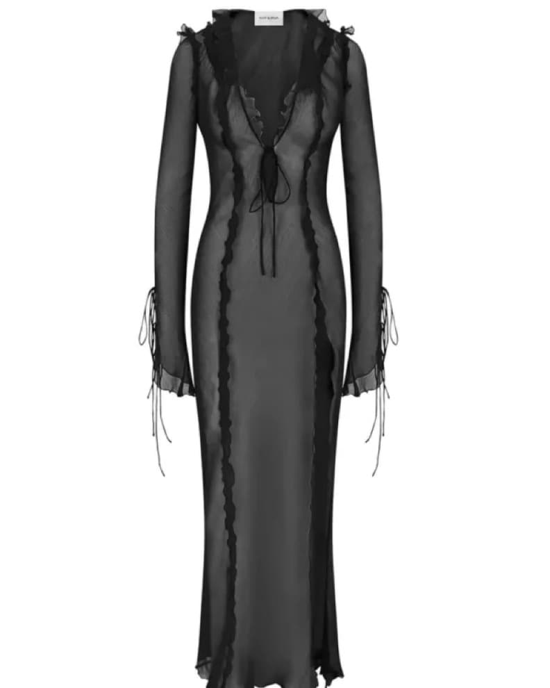 Black Ferretti Rat & Boa Dress - Image 2