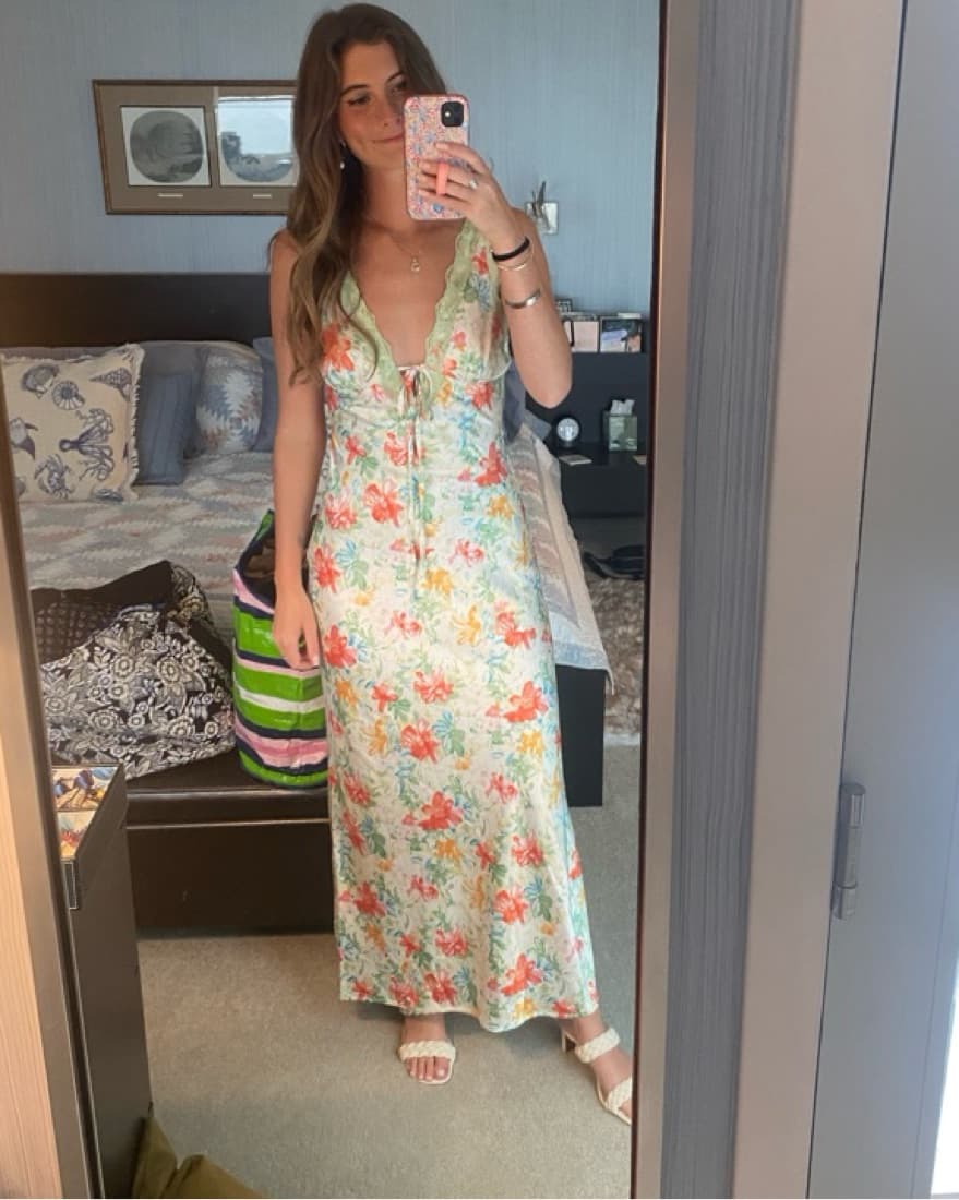 Floral Satin Dress - Image 1