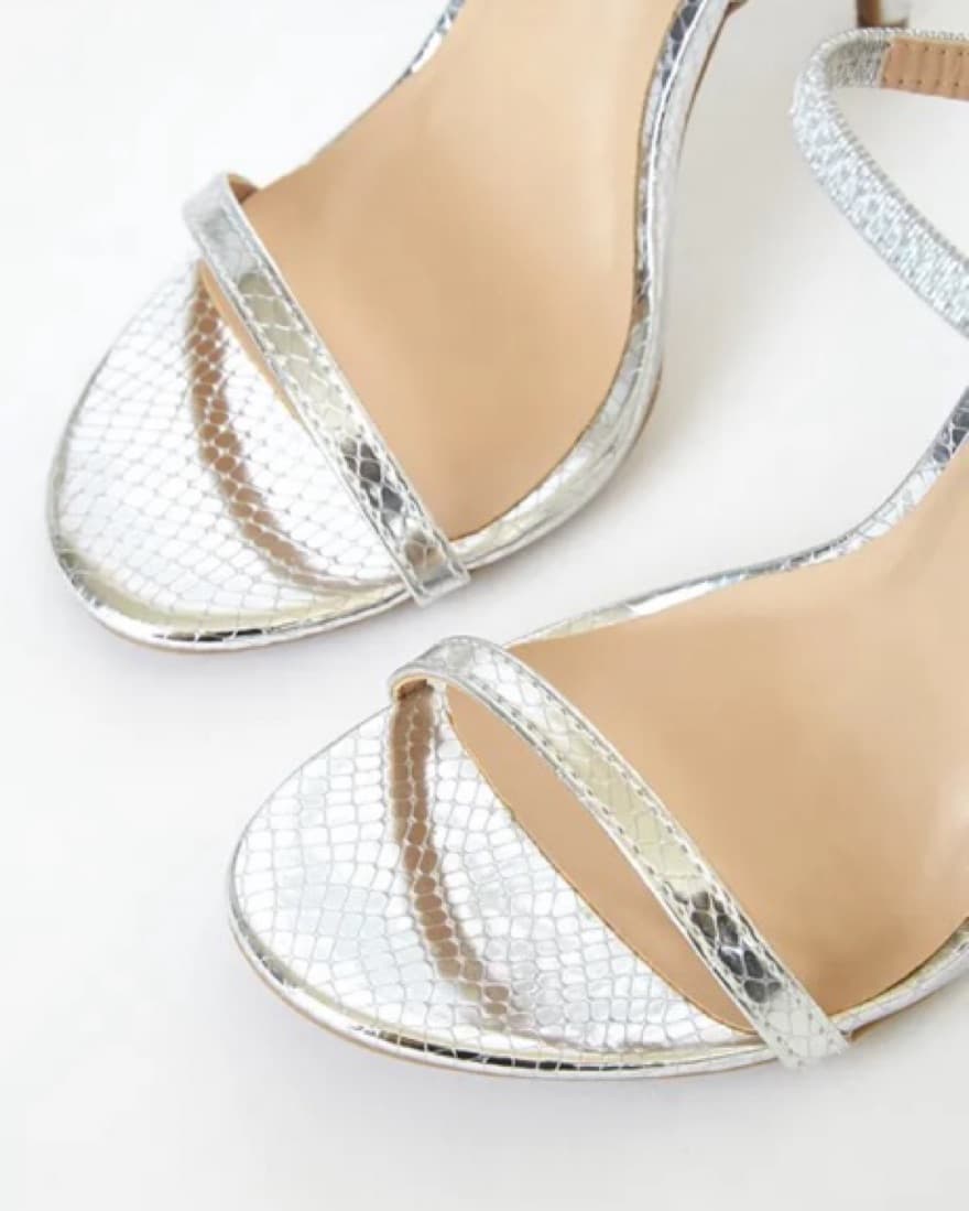 Lulus Adelle Silver Ankle Strap Heels - Image 3