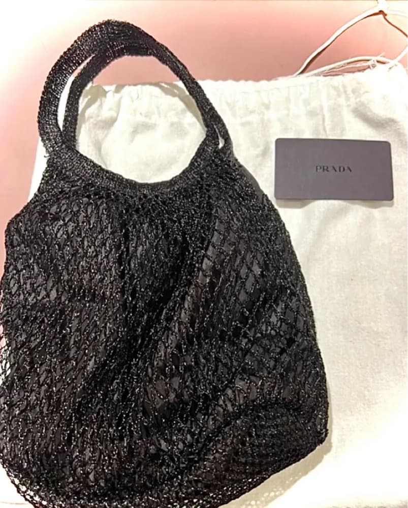 Prada Black Fishnet Beach Bag - Image 2