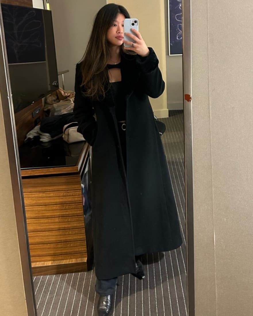 Long Black Fur Detail Coat Vintage - Image 2
