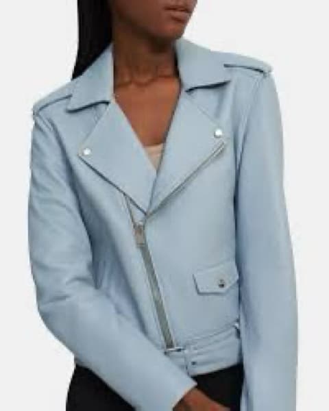 Theory Blue Leather Moto Jacket - Image 2