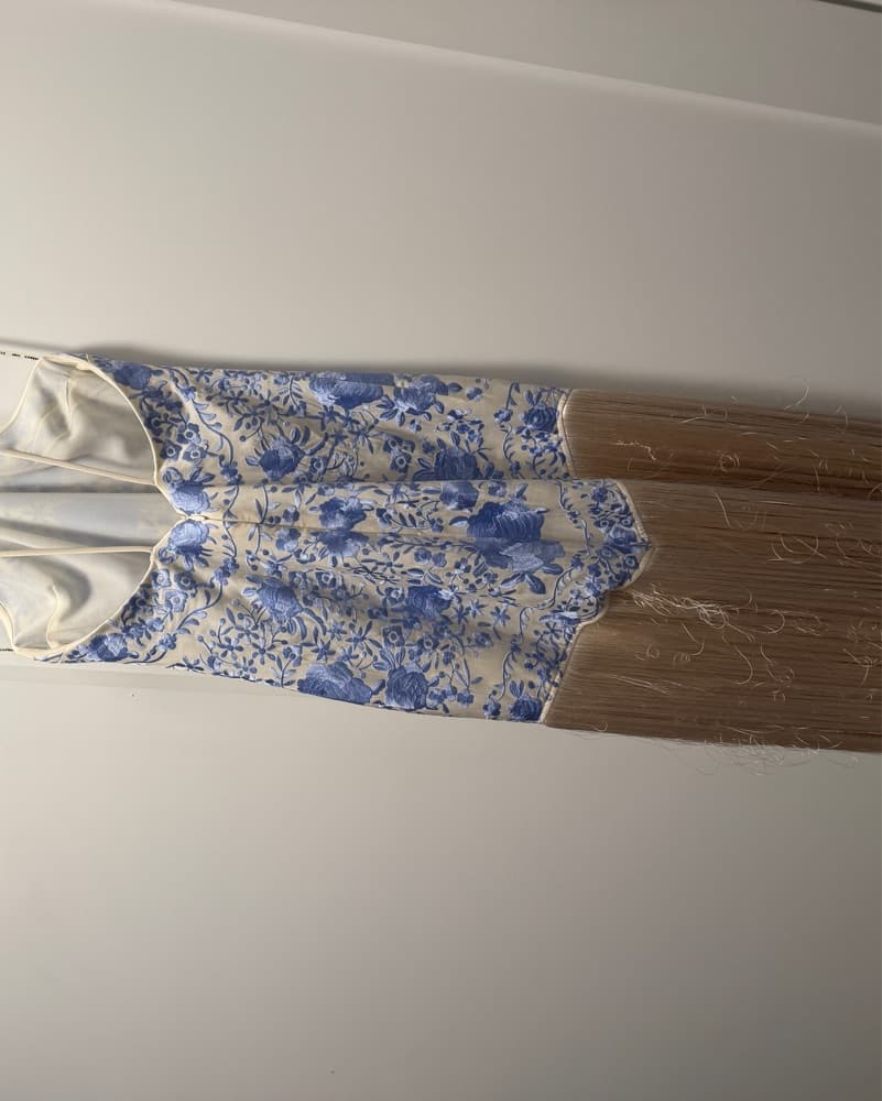 Stunning Blue and White Floral Fringe Dress - Image 6