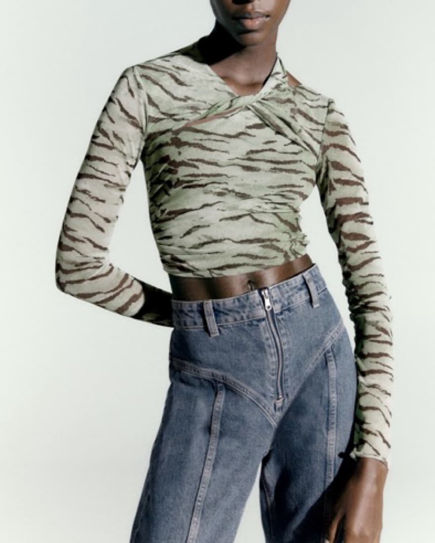 ZEBRA PRINTED TULLE TOP - Image 1