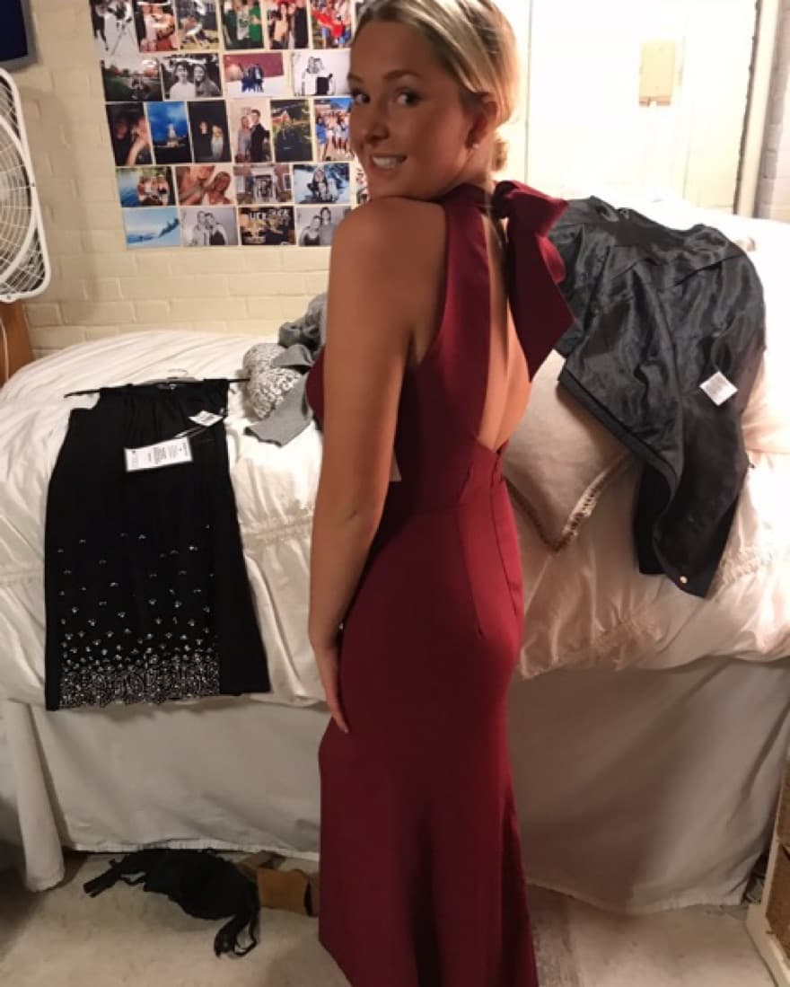 Jenny Woo Halter Tie-Back Maxi Dress - Image 2