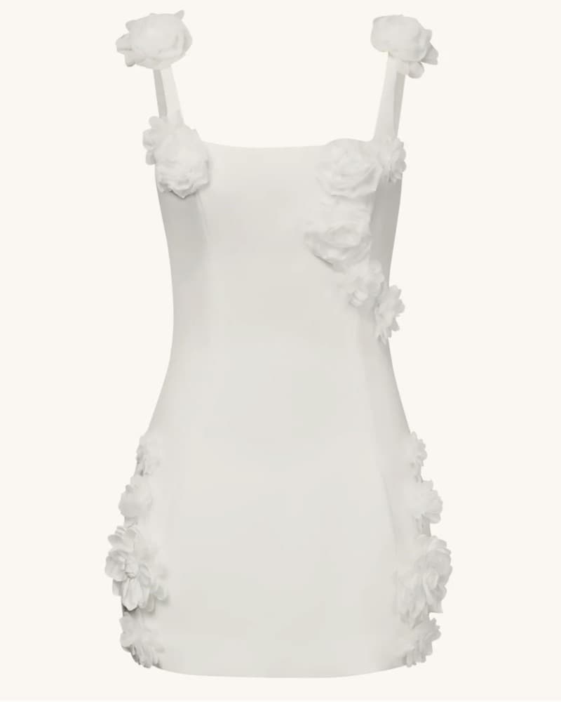 Elaina White Rosette Applique Mini Dress - Image 2