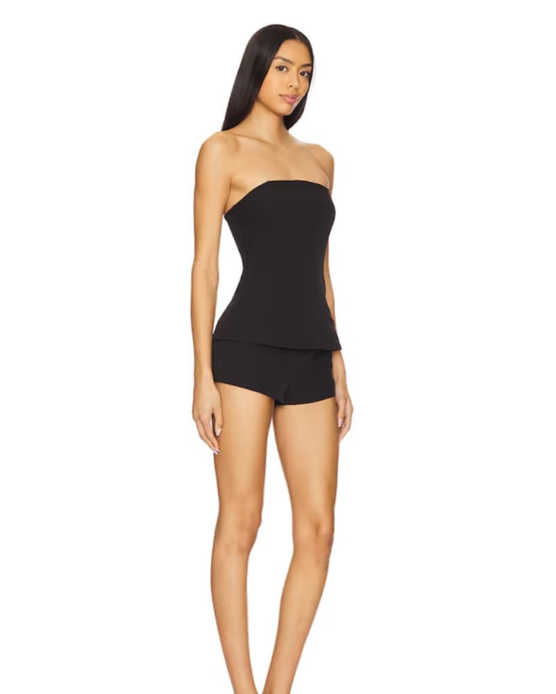 Superdown Sleek Black Strapless Top And Shorts Set - Image 3