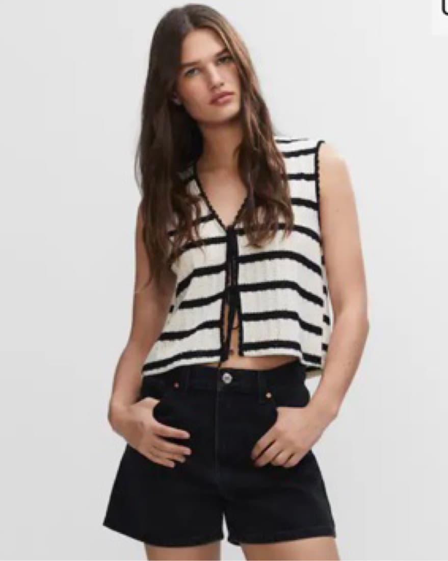 MANGO crochet striped top - Image 1