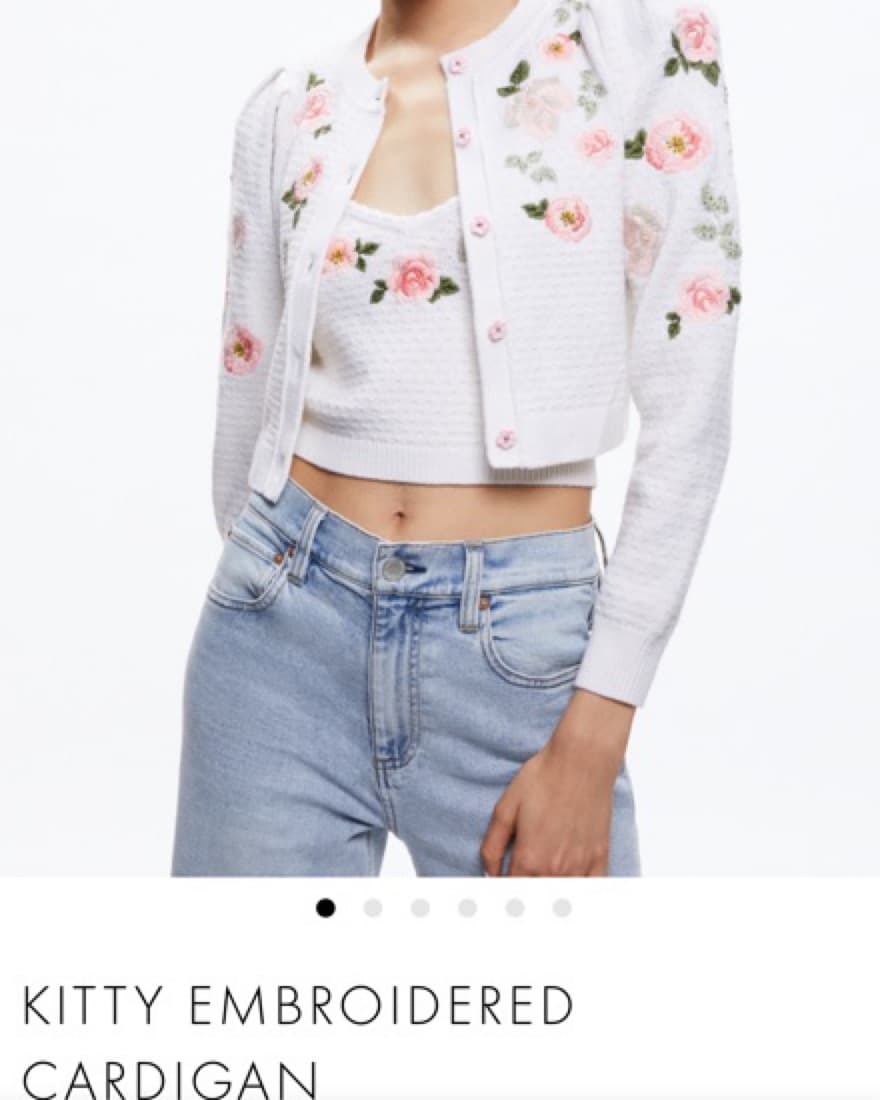 Alice+Olivia Kitty Embroidered Cardigan - Image 1