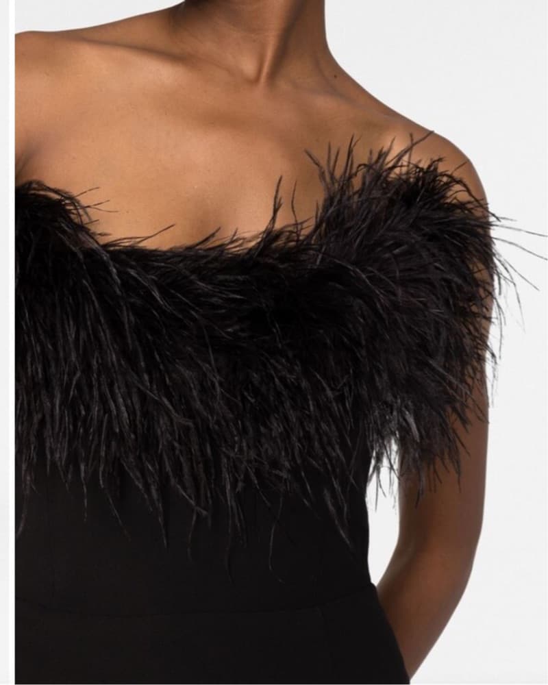 Lena Strapless Feather Midi Dress - Image 3