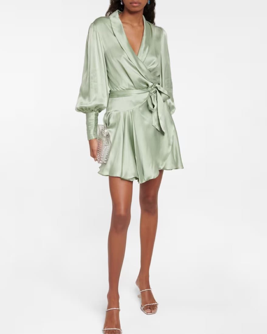 Green Zimmerman Silk Wrap Dress - Image 1