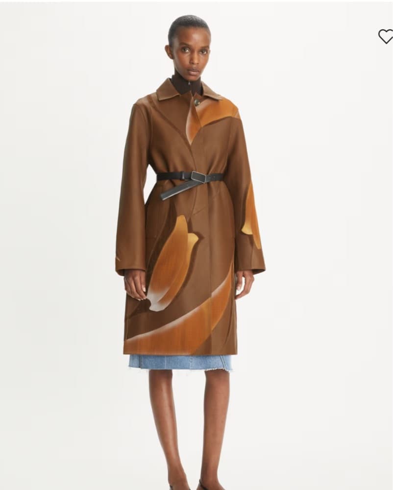 Leather + Suede Embroidered Coat - Image 1