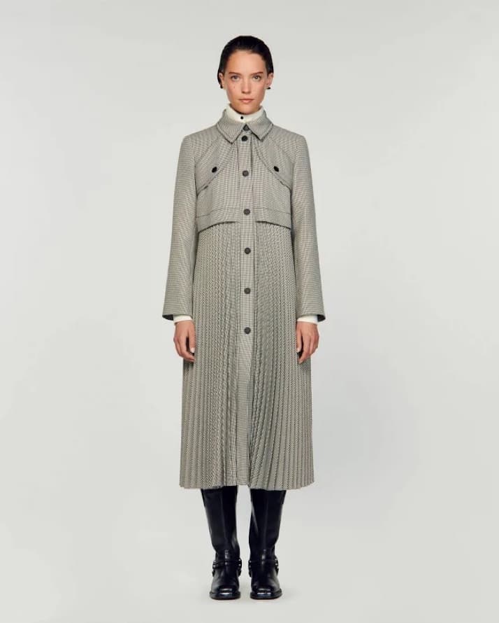 Sandro Black & White Trench Coat, Size 4 - Image 1