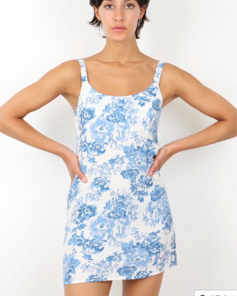 Reformation Floral Blue White Mini Dress - Image 1