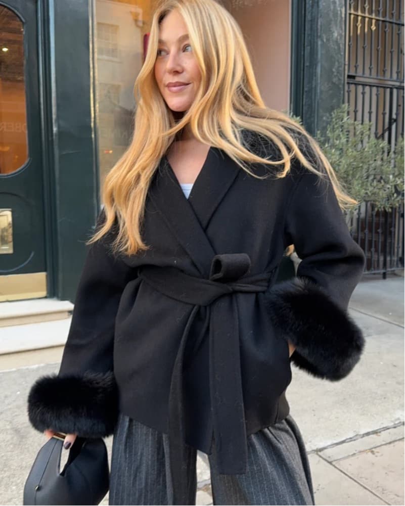 Maison Maia Wool Coat With Fur Cuffs - Image 5