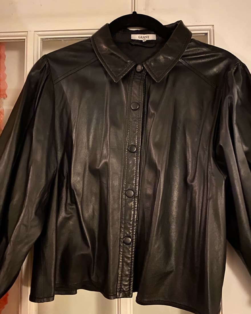 Ganni Lambskin Leather Shirt Jacket - Image 2