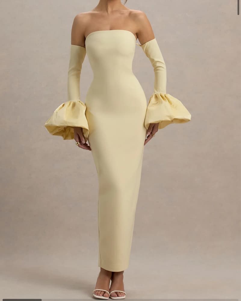 Off-the-Shoulder Yellow Dress - Image 1